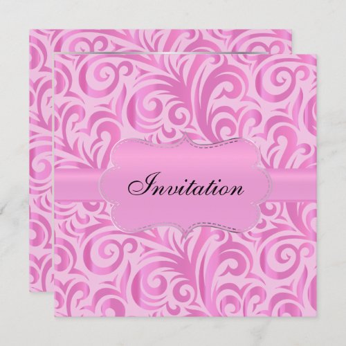 Fancy Pink  Silver Swirly Party Template