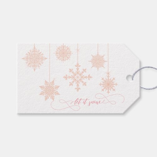 Fancy Pink Snowflakes Holiday Gift Tag