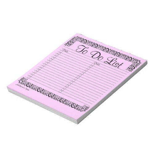 Fancy Pink To Do List Notepad