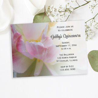 Fancy Pink Tulip Quinceanera Invitation