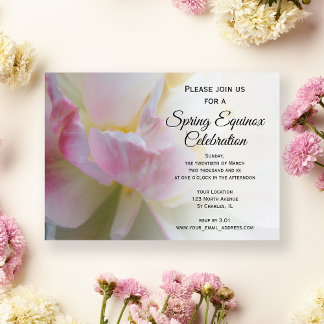 Fancy Pink White Tulip Spring Equinox Celebration Invitation