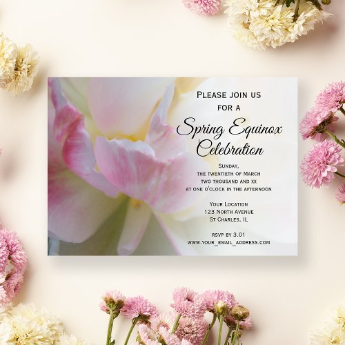 Fancy Pink White Tulip Spring Equinox Celebration Invitation