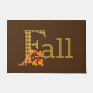 Fancy Plaid Fall Word Art Front Doormat