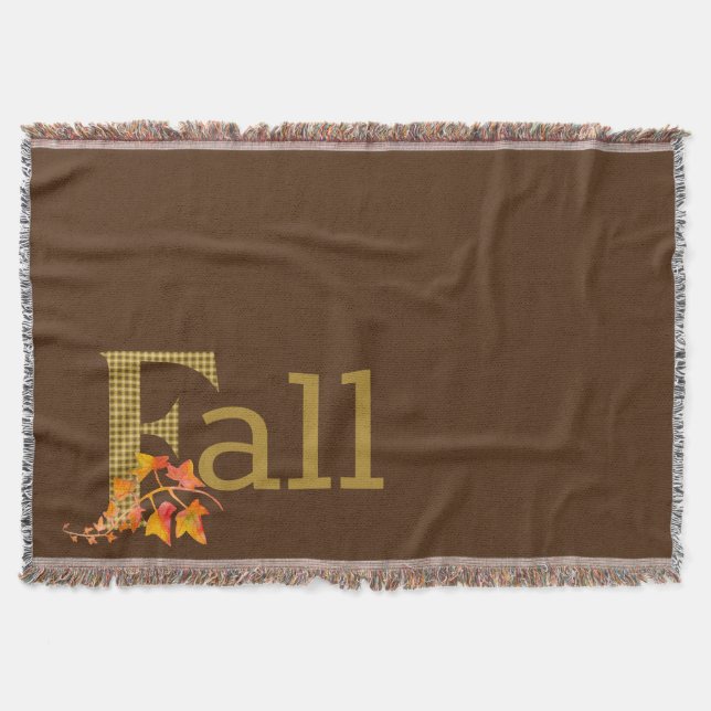 Fancy Plaid Fall Word Art   Throw Blanket (Front)