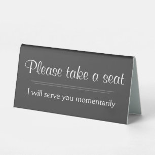 Fancy "Please take a seat" Table Tent