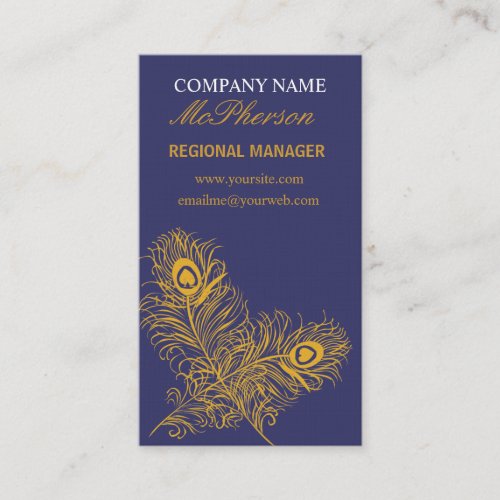 Elegant Gold Peacock Feathers Business Card