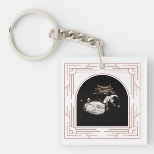 Fancy Pregnancy Announcement Baby Girl Sonogram  Keychain