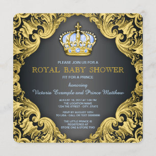 Fancy Prince Baby Shower Baby Blue Invitation