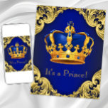Fancy Prince Baby Shower Blue And Gold Invitation at Zazzle