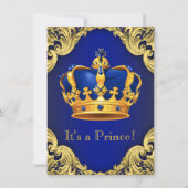 Fancy Prince Baby Shower Blue Invitation (Front)