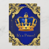 Fancy Prince Baby Shower Blue Invitation (Front/Back)