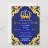 Fancy Prince Baby Shower Blue Invitation (Back)