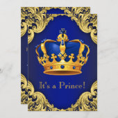 Fancy Prince Baby Shower Blue Invitation (Front/Back)
