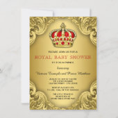 Fancy Prince Baby Shower Red and Gold Invitation (Back)