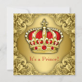 Fancy Prince Baby Shower Red and Gold Invitation (Front)