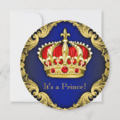 Fancy Prince Baby Shower Royal Blue Invitation (Front)