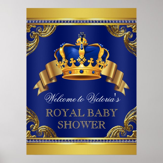 Fancy Prince Baby Shower Welcome Signs (Front)
