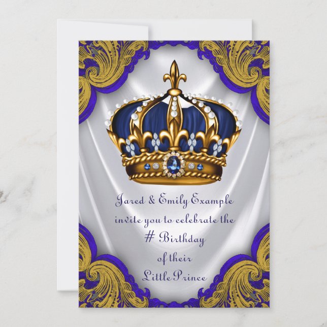 Fancy Prince Birthday Party Invitation (Front)