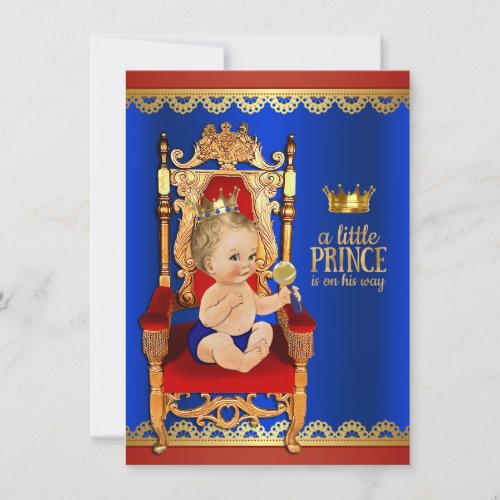 Fancy Prince Boy Baby Shower Invitation