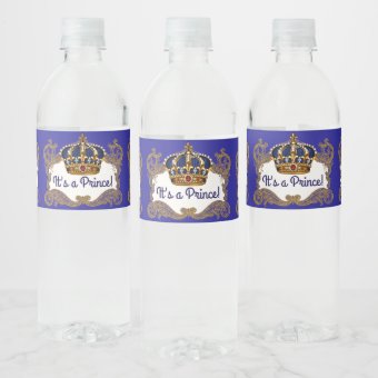 Fancy Prince Royal Crown Water Bottle Labels | Zazzle