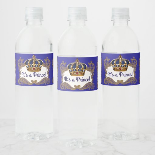 Fancy Prince Royal Crown Water Bottle Labels | Zazzle
