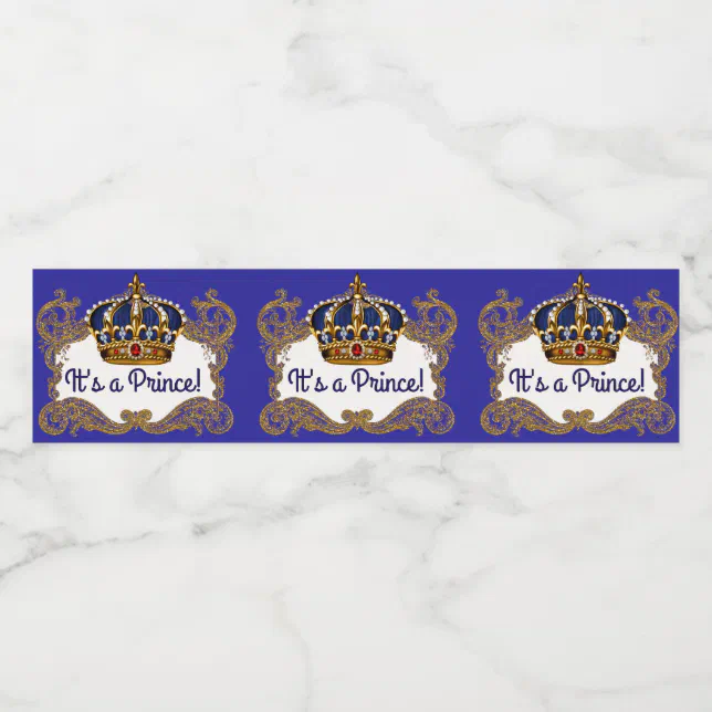 Fancy Prince Royal Crown Water Bottle Labels | Zazzle