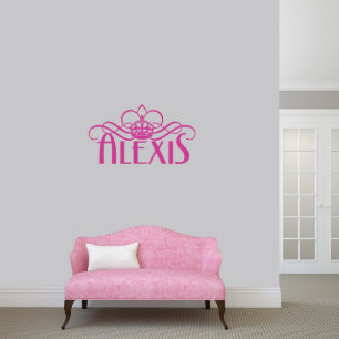 Fancy Princess Crown And Name Medium Wall Decal