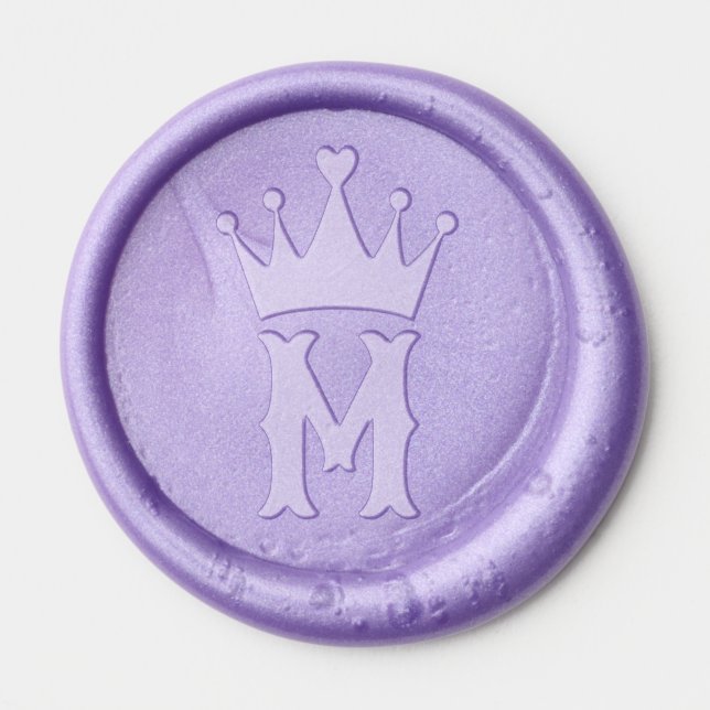 Fancy Princess Crown Monogram Wax Seal Sticker (Front)