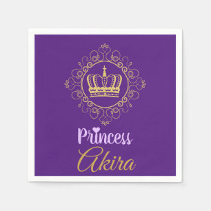 Fancy Princess Royal Crown Purple& Gold Napkins