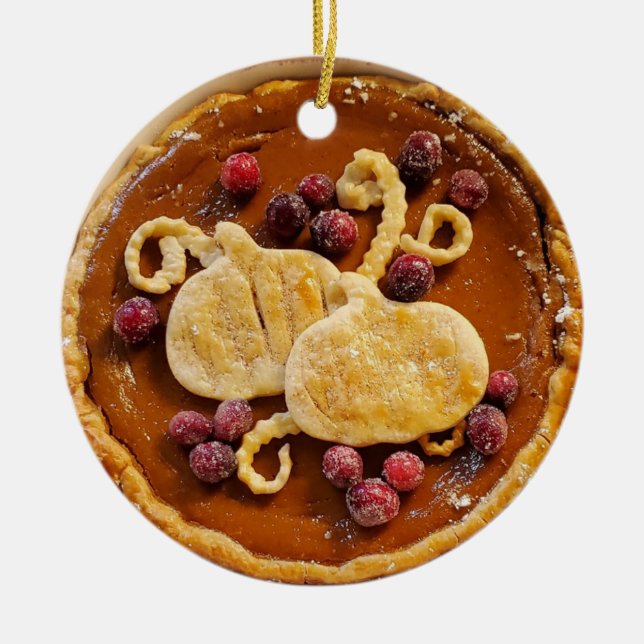 Fancy Pumpkin Pie Christmas  Ceramic Ornament (Front)