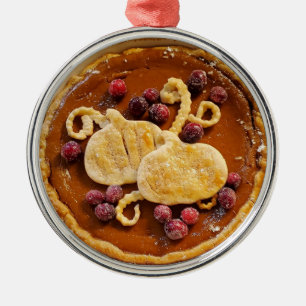 Fancy Pumpkin Pie Christmas Metal Ornament