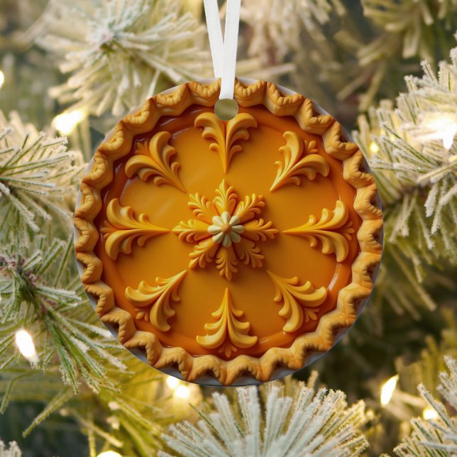 Fancy Pumpkin Pie Personalized Christmas Metal Ornament (Insitu)