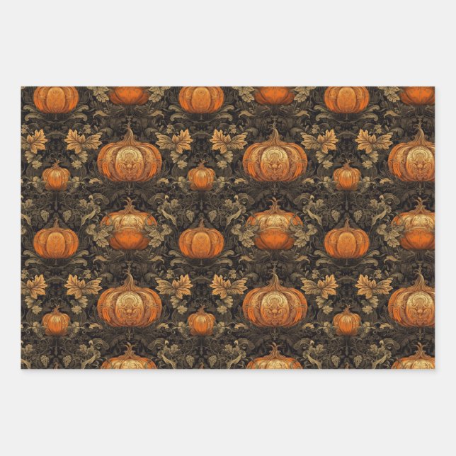 Fancy Pumpkins Wrapping Paper Sheets (Front)
