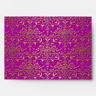 Fancy Purple and Gold Damask Pattern Envelope