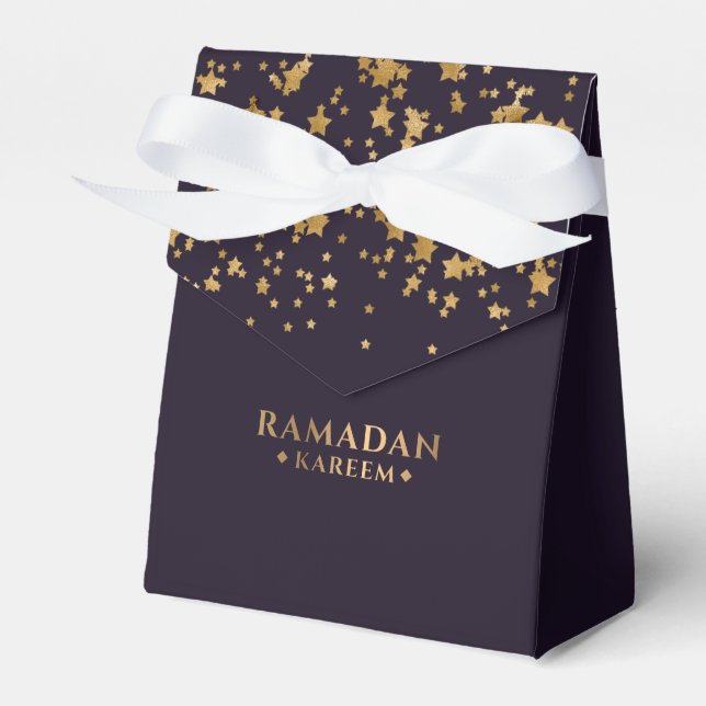Fancy Purple and Gold Ramadan Kareem Gift Favor Boxes (Front Side)
