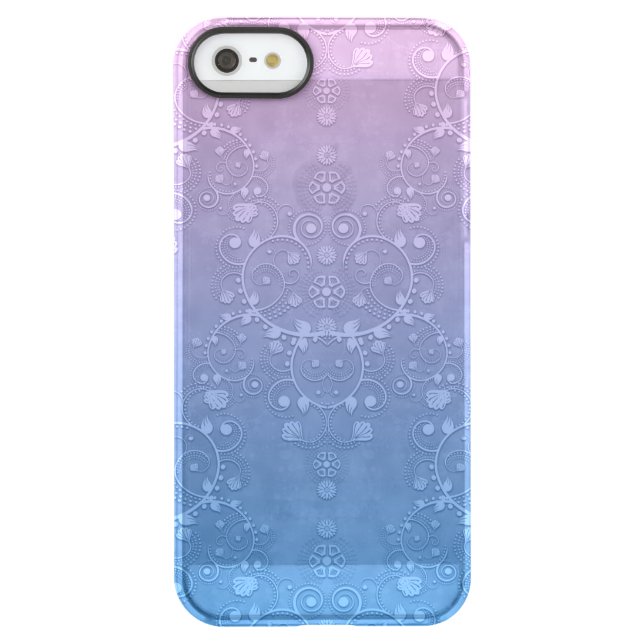 Fancy Purple Blue Floral Damask Style Uncommon iPhone Case (Back)