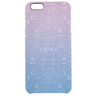 Fancy Purple Blue Floral Damask Style Clear iPhone 6 Plus Case