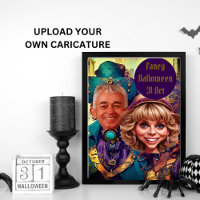 Fancy purple Caricature Couple in Venice