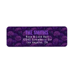 Fancy Purple Carnation Accent Rustic Wedding Label
