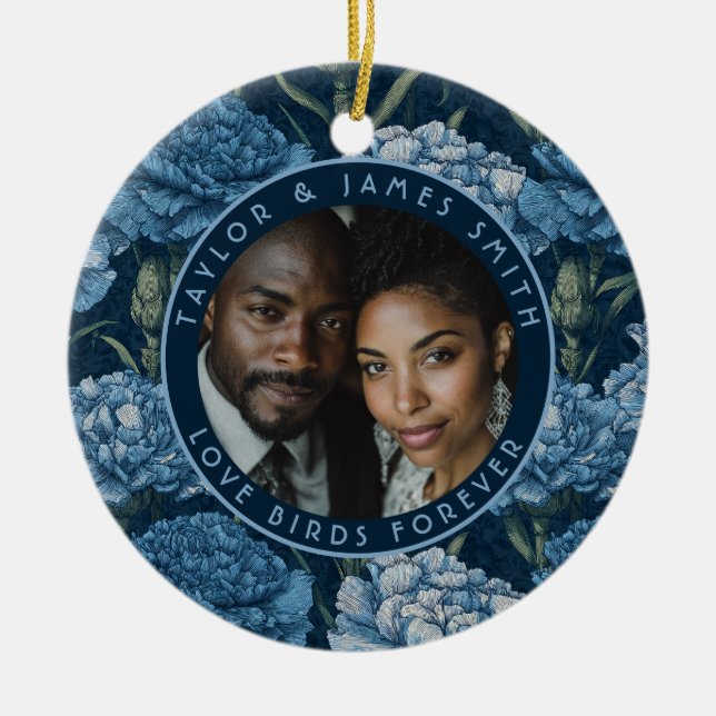 Fancy Purple Carnation Sparkle Elegant Wedding Ceramic Ornament (Front)