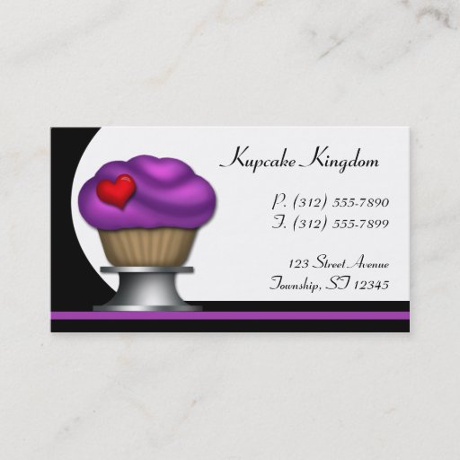 Customizable Fancy Purple Cupcake Pedestal Business Cards