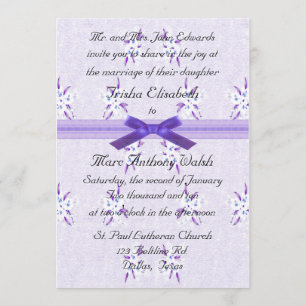 Fancy Purple Floral Wedding Invitation