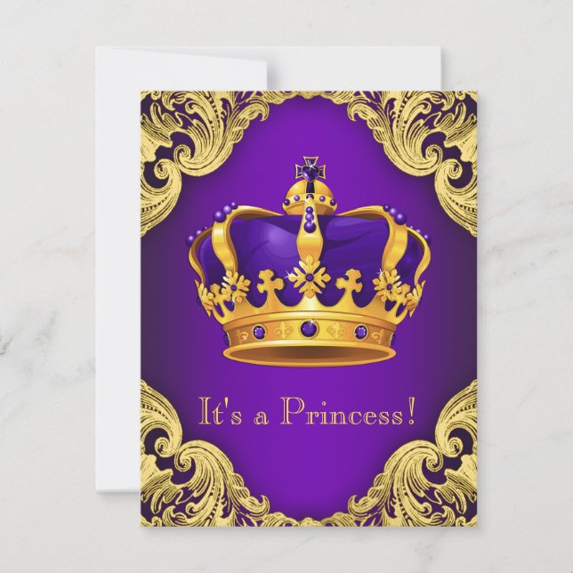 Fancy Purple Gold Princess Baby Shower Invitation (Front)