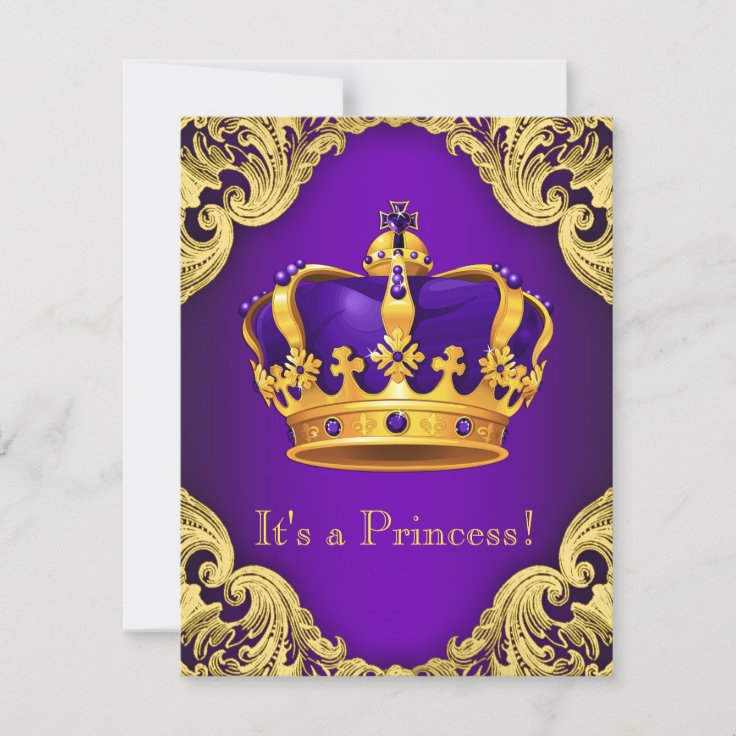 Fancy Purple Gold Princess Baby Shower Invitation Zazzle