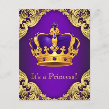Fancy Purple Gold Princess Baby Shower Invitation by BabyCentral at Zazzle