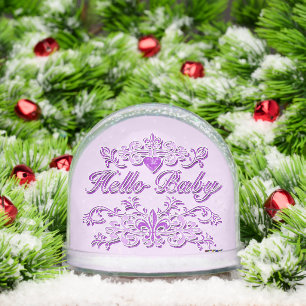 Fancy Purple Hello Baby Snow Globe