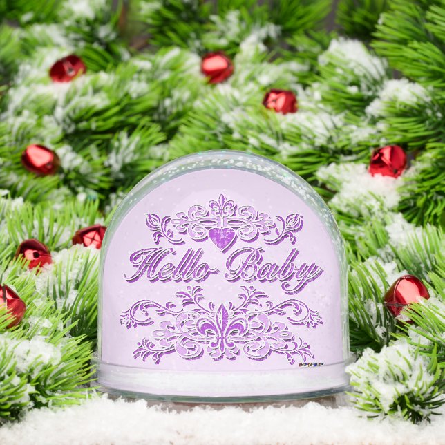 Fancy Purple Hello Baby Snow Globe (Christmas)
