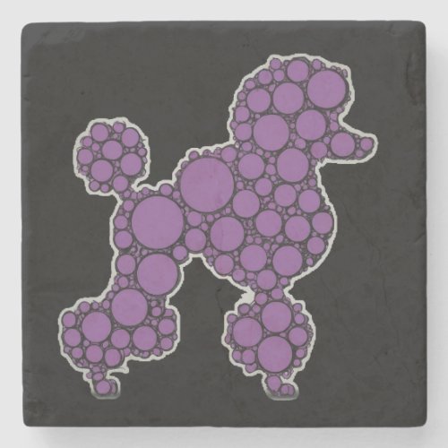 Fancy Purple Polka Dot Poodle Stone Coaster