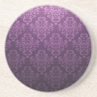 Fancy Purple Victorian Damask Pattern Coaster