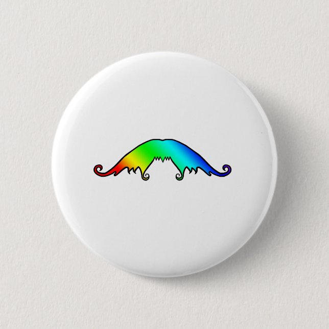 Fancy Rainbow Mustache Button (Front)